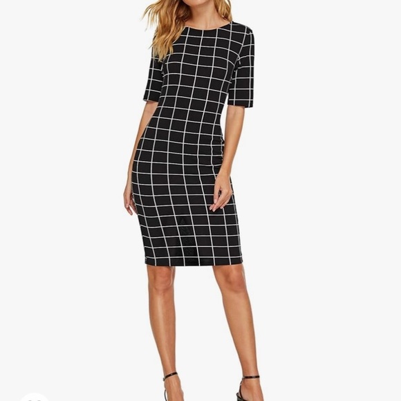 Shein black tweed style shift dress size large - Picture 2 of 10